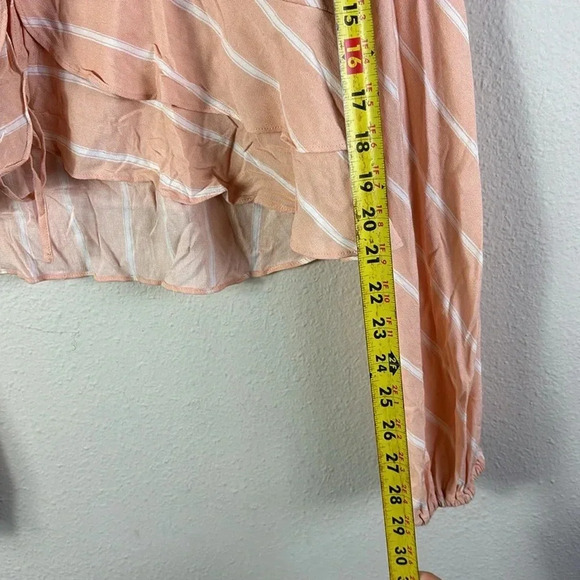 Free People Samifran Long Sleeve Petal Combo Peach Ruffle Top Women Size L - Picture 12 of 15